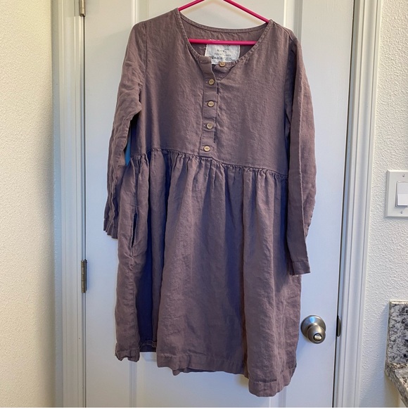 notPERFECTLINEN Dresses & Skirts - NPL Not Perfect Linen Long sleeve Midi MAMA cafe mocha linen dress size M/L